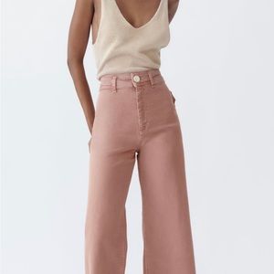 ZARA- High Waisted Sailor Jeans in Dusty Pink